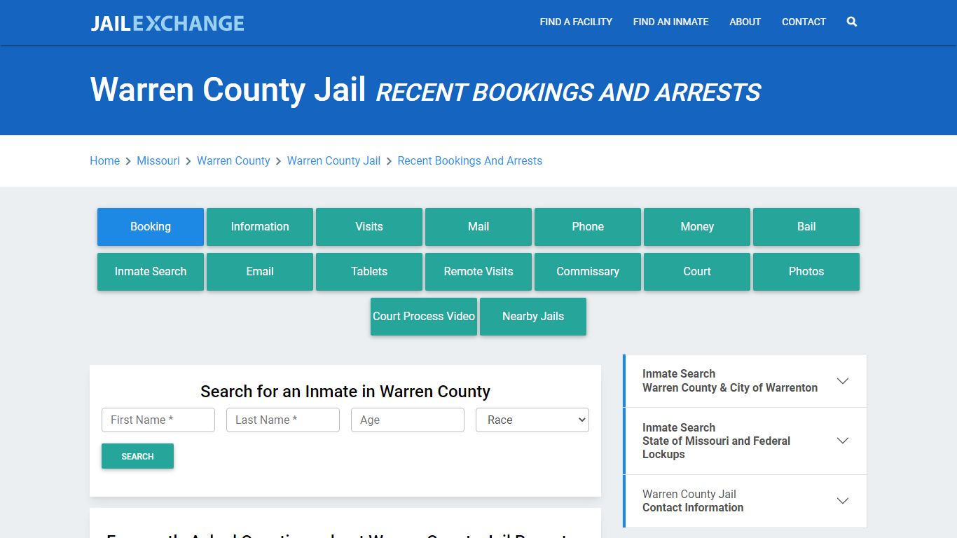 Warren County Jail MO Recent Arrests and Bookings - Jail Exchange